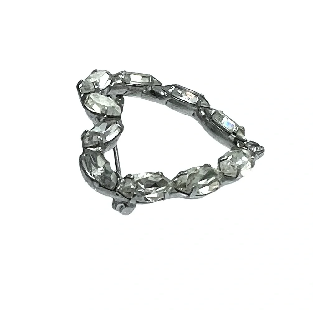 MARQUIS CUT CLEAR CRYSTAL OPEN HEART BROOCH